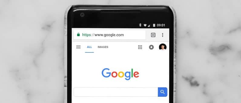 smartphone with google search engine