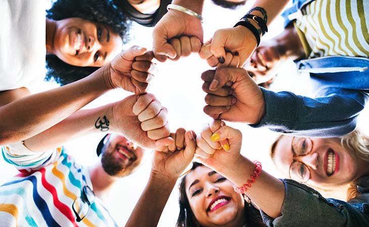 group people hands together