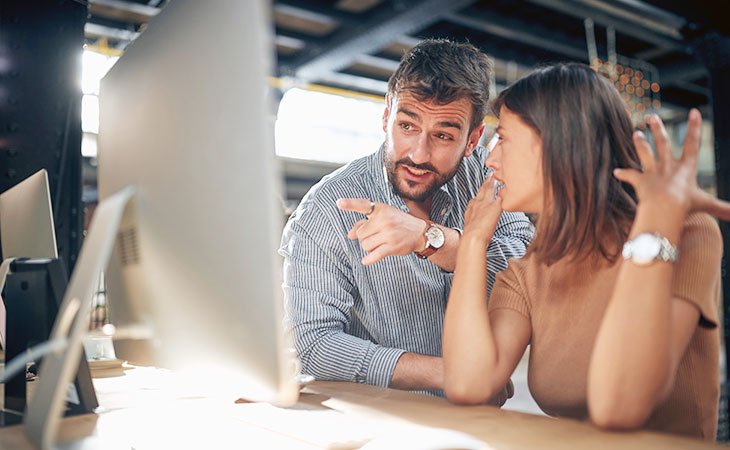 100+ Situational Interview Questions With Answers &Amp; Tips Independent Recruiter LLC | Staffing Agency two people talking with a computer