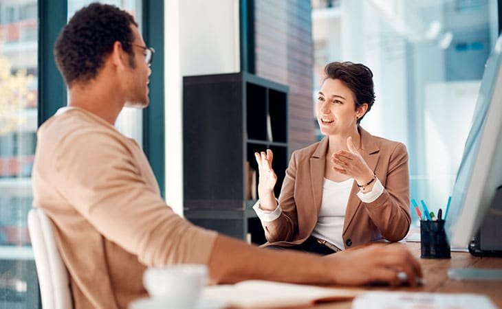 two people talking