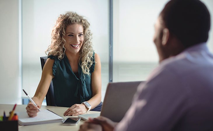 woman interviewing a candidate