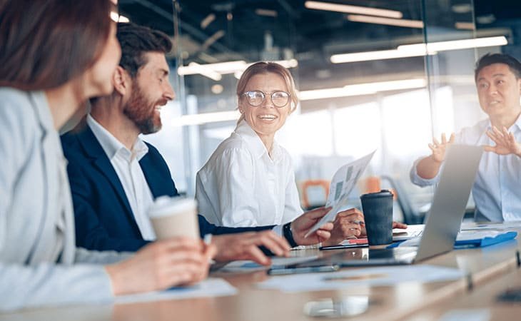 group of people working and having coffee