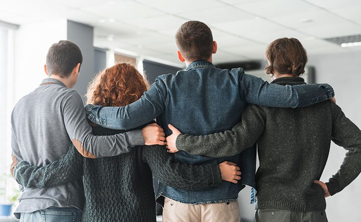 people hugging together