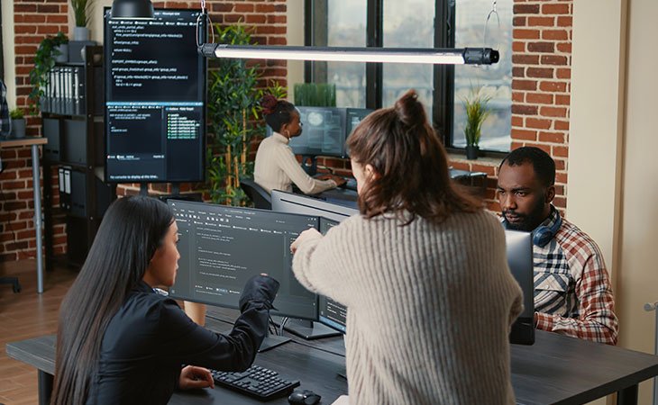 Java Developer Job Description: Skills &Amp; Responsibilities Independent Recruiter LLC | Staffing Agency women-talking-office-screen-coding