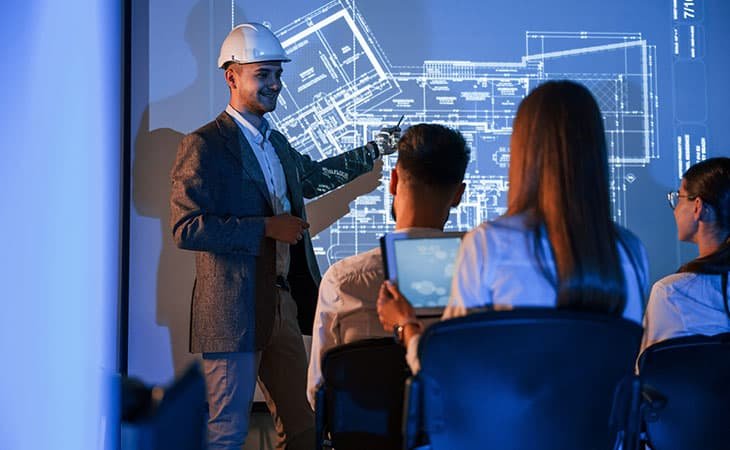 man-projection-blueprint-presentation