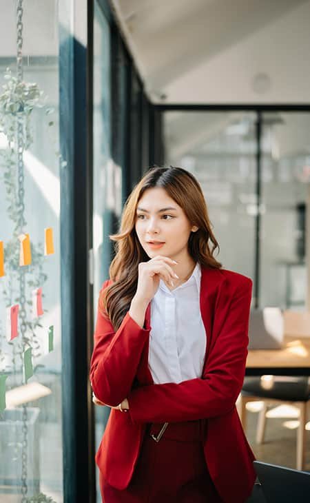 woman looking at the window post its