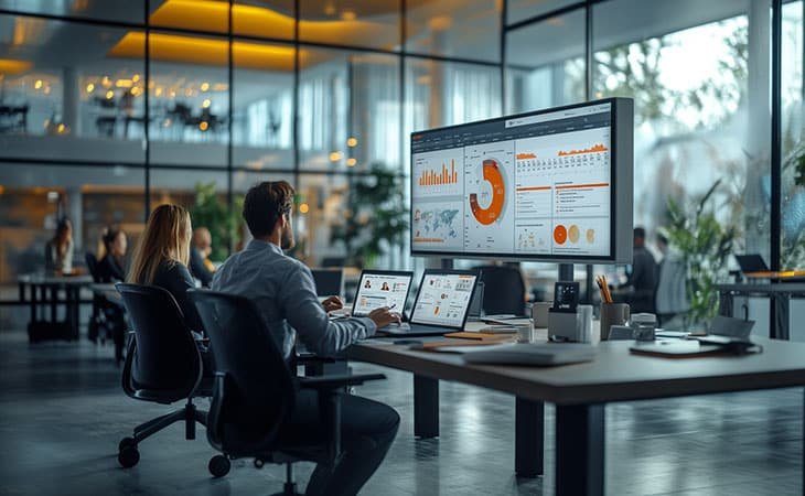 people working in an office