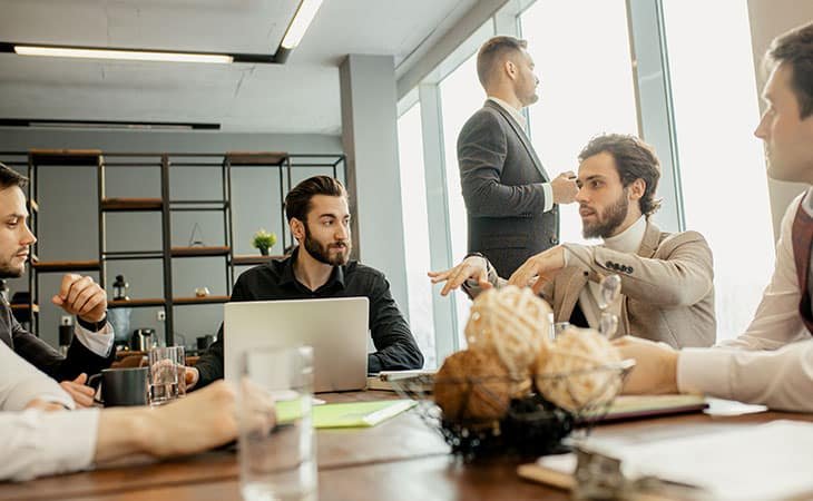 business people chatting in an office