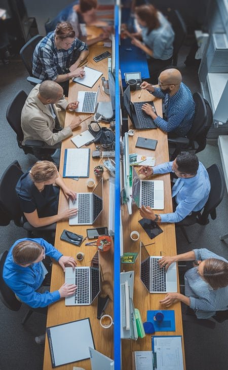 several people working with computers