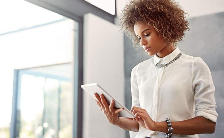 woman with a tablet in her hands